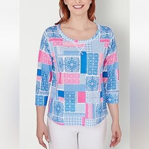 Hearts Of Palm Womens Round Neck 3/4 Sleeve T-Shirt
